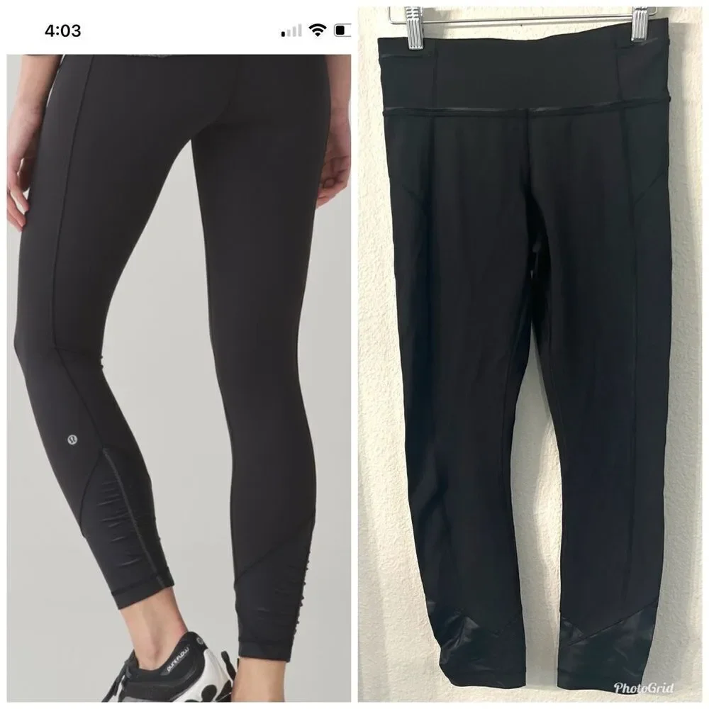 Lululemon Pace Queen Tight 7/8 Length Size 4 Black Reflective Full On Luxtreme - Picture 1 of 15